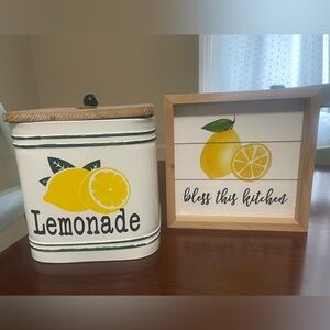 Lemon Themed Kitchen Canister and Sign